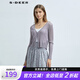 S.DEER圣迪奧女裝羅紋V領(lǐng)基本款開衫針織衫S222Z3533 淺青紫/32 S 160