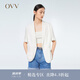 OVV2023春夏新款女裝醋酸仿麻時尚一?？坌蓍e短袖套裝西服外套 本白（凈色）10 M