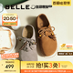 百麗（Belle）厚底松果吐司2代勃肯鞋女25秋新商場(chǎng)款串珠休閑鞋E1J1DCM5 棕色 37 (235mm)