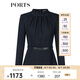 PORTS寶姿秋冬新品女裝縫制針織長袖上衣LL9N076LCF059 丈青混色 XS (2)