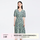 迪賽尼斯（DESIGNICE）夏季新款純棉復(fù)古高腰長裙碎花短袖V領(lǐng)連衣裙女 花色 S