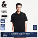 杰克·瓊斯（JACK&JONES）25年男裝短袖POLO衫男士【涼感】寬松商務休閑翻領(lǐng)華夫格夏季T恤 E40黑色 常規(guī) 2XL