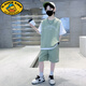 G.DUCKKIDS男童夏裝運(yùn)動(dòng)套裝2025新品酷帥氣短袖中大童小男孩夏天寬松棉潮 綠色套裝 140 cm
