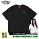 查爾斯桃心【蘇醒/翟穎同款】基礎(chǔ)款美式休閑LOGO情侶款重磅短袖T恤男女同款 黑色 XL