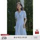 自巧150cm小個子高級藍色氣質(zhì)襯衫連衣裙女夏季新款收腰a字裙22ZQ2179 靜謐藍 XS