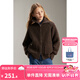 ELLE KIDS童裝 法式復(fù)古混紗花紗翻領(lǐng)針織衫女兒童冬季雙拉鏈毛衣 花咖色 165 (M)