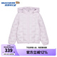 Skechers斯凱奇兒童羽絨服梭織短款冬季新款女童保暖連帽外套P424G002 云霧紫/02PM 165 cm