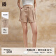 播寬邊系帶腰頭休閑褲2024夏新款商場(chǎng)同款通勤闊腿短褲BDR2KD1304 O30沙丘 S