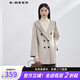 S.DEER圣迪奧女裝休閑連帽雙排扣毛呢短大衣S224Z2603 淡粉灰/47 L 170
