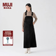 無印良品（MUJI）女式 木棉混 燈芯絨 背帶裙寬松直筒中長(zhǎng)款連衣裙 美拉德BE12CC3A 黑色 L