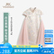 英氏（YEEHOO）女童漢服兒童旗袍中大童裝新中式改良國(guó)風(fēng)連衣裙子夏 淺粉 150
