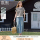香影牛仔半身裙女中長款2025夏裝新款藍色毛邊絕美顯瘦傘裙a字裙 牛仔藍 M 160/84A/95-110斤