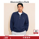 ABERCROMBIE & FITCH男裝25春季經典小麋鹿毛圈布美式復古半拉鏈長袖衛(wèi)衣KI122-5252 海軍藍 M (180/100A)