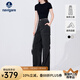 Navigare意大利小帆船女士休閑褲春夏季時(shí)尚百搭闊腿褲簡(jiǎn)約顯瘦工裝長(zhǎng)褲女 暗夜黑 S