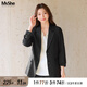 MsShe【輕職場(chǎng)西裝外套】大碼女裝2025春季通勤寬松長(zhǎng)袖 黑色現(xiàn)貨 3XL