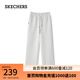斯凱奇（Skechers）2025女針織休閑褲寬松直筒褲抽繩松緊腰運(yùn)動(dòng)褲L125W007 淺白花灰/0248 M