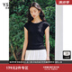 衣香麗影抽繩鏤空短袖針織衫女2025年夏裝氣質(zhì)高級感上衣 黑色 L