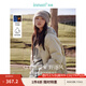茵曼（INMAN）撞色翻領(lǐng)棉服外套2025春秋女裝新款加厚面包服短款大衣上衣 杏色 L