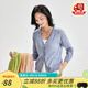 金菊2025春夏新款V領(lǐng)純色薄款女式針織衫長(zhǎng)袖百搭休閑外套空調(diào)開(kāi)衫 蘭色 XL