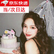 靜閑居生日帽生日?qǐng)鼍安贾门蓪?duì)裝飾子女帽子party布置女孩道具發(fā)飾頭紗 銀色彩鉆公主帽