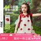 ASK JUNIOR森系兒童裙子夏小童花瓣娃娃領(lǐng)連衣裙女童花苞裙撞色 紅色  110 