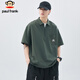 大嘴猴（paul frank）短袖男士冰絲polo衫男春夏季寬松t恤男休閑上衣男裝 軍綠色 2XL 