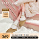 他她（TATA）蓬蓬靴厚底毛毛鞋女加絨保暖冬棉鞋雪地靴新WDX22DM4 黃棕/米白（仿毛里） 36