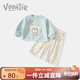 凡獵女童衛(wèi)衣套裝秋裝2025新款兒童洋氣時髦小女孩衣服寶寶兩件套春秋 淺藍色 90