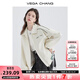 VEGA CHANG皮衣外套女機車風(fēng)2025年秋冬新款韓版寬松夾克PU皮拼色時尚外套 米杏色 L