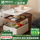 和暄可移動(dòng)沙發(fā)邊幾客廳陽(yáng)臺多功能茶幾邊柜巖板升降帶輪零吃小推車(chē) 樂(lè )易 【胡桃色】