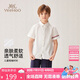 英氏（YEEHOO）男童襯衫兒童短袖上衣中大童裝學(xué)院風(fēng)基礎(chǔ)純棉外套夏 白色  160 