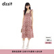DZZIT地素連衣裙2025夏季新款法式碎花荷葉邊無(wú)袖裙子女3J2O3276P 大紅色（無(wú)袖） M