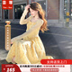 蕓蕁裙子女夏季2025新款夏日絕美小個(gè)子長(zhǎng)裙開(kāi)衫長(zhǎng)袖法式奶黃色氣質(zhì)吊 開(kāi)衫+連衣裙 XS