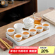 金鑲玉功夫茶具套裝 羊脂玉瓷家用陶瓷白瓷帶茶盤蓋碗旅行茶具送禮套裝 遠山描金羊脂玉瓷套裝