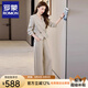 羅蒙（ROMON）小香風(fēng)時(shí)尚套裝女2025新款春秋季輕奢高級感減齡洋氣質(zhì)漂亮一整套 卡其色- M