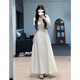 GARNUO法式赫本風(fēng)黑色連衣裙子女夏季2025新款高級(jí)感禮服裙氣質(zhì)收腰長裙 白色【短袖長款】 M 【101-110斤】