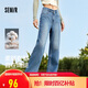 森馬（Semir）森柔牛仔|牛仔褲女港風(fēng)舒適闊腿褲顯瘦秋季女生長褲103524124001A