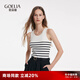 歌莉婭背心女裝夏季新款醋酸棉質(zhì)毛織無(wú)袖氣質(zhì)修身上衣1C4C5B020 14S黑白間條 S