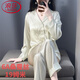 浪莎（LangSha）七夕情人節(jié)禮物真絲睡衣女春夏長(zhǎng)袖薄款桑蠶絲綢家居服套裝睡衣女 綠影竹林 7A軟絲 長(zhǎng)-袖 XL 建議120-145斤