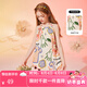 ASK JUNIOR女童暑假出游季兒童連衣裙25夏季純棉涂鴉吊帶公主裙海邊度假裙子 花色 160