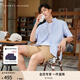 TOMMY HILFIGER【簡約純色】夏季男純棉商務(wù)休閑正裝短袖襯衣襯衫男外套J3904 天空藍(lán)450 XL (推薦：165-180斤)