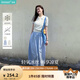 茵曼法式POLO領(lǐng)鏤空薄針織衫2025夏季女裝新款立體花朵短袖上衣 奶油白 M