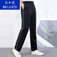 NAIJIATU白邊初中學(xué)生運(yùn)動(dòng)褲一條杠校褲校服褲子男女春夏高中校褲秋冬 黑色白細(xì)條 L