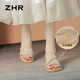 ZHR平底涼鞋女夏時(shí)尚細(xì)帶百搭女鞋沙灘水鉆羅馬鞋女 BL231 銀色 37