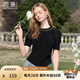 香影不規(guī)則黑色t恤短袖女2025夏季新款休閑圓領(lǐng)修身收腰上衣小衫 黑色 M