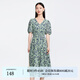 迪賽尼斯（DESIGNICE）夏季新款純棉復(fù)古高腰長裙碎花短袖V領(lǐng)連衣裙女 花色 S