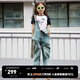 little MO&Co.童裝夏裝男童女童純棉牛仔褲背帶褲兒童連體褲褲子 牛仔藍色2 155 155/64