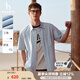 哈吉斯（HAZZYS）男裝 夏季【PHIZ系列】男襯衣工裝風(fēng)貼袋寬松短袖襯衫男 淺藍(lán)色LL L （175/96A 48）