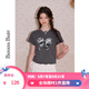 香蕉寶貝（BANANA BABY）2025年夏新款原創(chuàng)蝴蝶結(jié)印花T恤女顯瘦百搭休閑短袖D252TX060 灰色 M