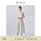EIN【風琴褶天使裙】EIN言絲棉長款純色無袖百褶連衣裙女夏秋款 象牙白 L